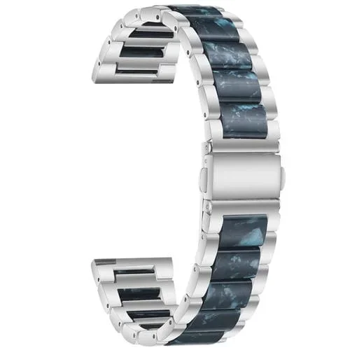Correa para Garmin Venu Vivoactive 3 Música 20mm Acero Inoxidable y Resina (Plata y Tinta)