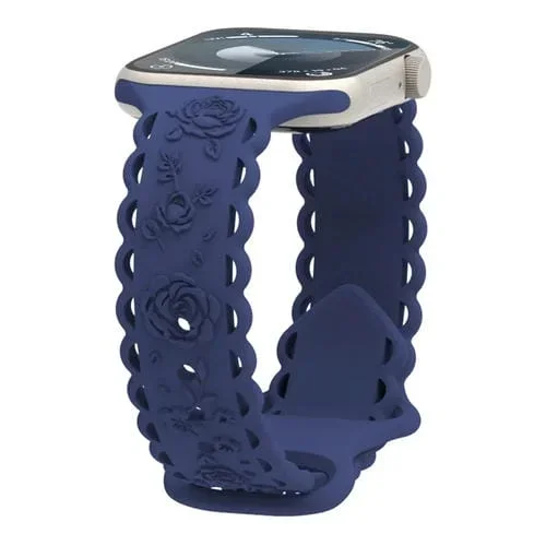 Correa Silicona Apple Watch Series 6 40mm con Relieve Rosa 3D (Azul Marino)