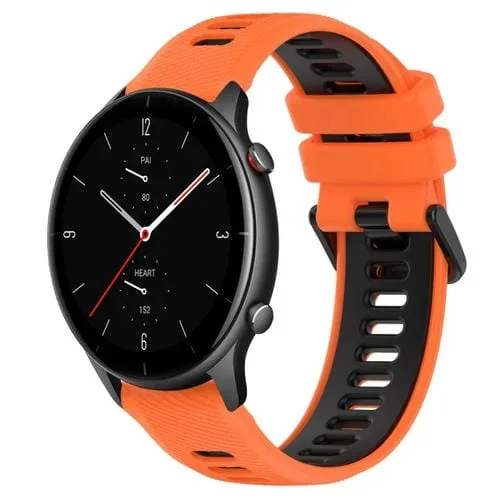 Correa silicona deportiva Amazfit GTR 2E 22mm dos colores (Naranja + Negro)
