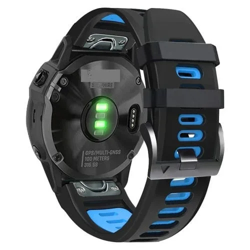 Correa Silicona Para Garmin Epix Pro 51mm Sports Dos Colores (Negro + Azul Cielo)