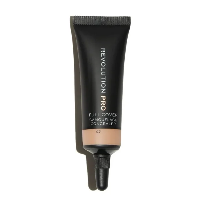Corrector líquido vegano / Makeup Revolution Revolution Pro / Cobertura total, tono C7, fórmula ligera, 8.5 ml, maquillaje profesional para un acabado perfecto