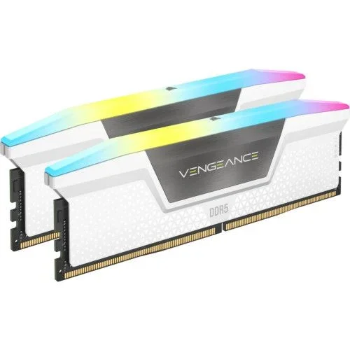 CORSAIR Vengeance RGB DDR5 RAM 32GB (2x16GB) 6400MHz CL32-40-40-84 1.40V AMD Expo Intel XMP 3.0 Memoria de Ordenador de Sobremesa – Blanco (CMH32GX5M2B6400Z32W)