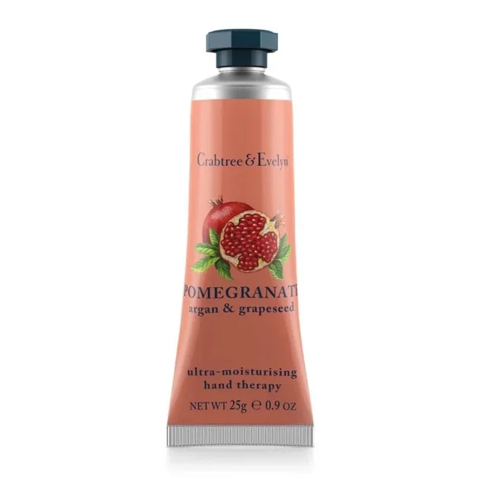 Crabtree & Evelyn, Crema de manos ultra hidratante, Granada, Argán y Semilla de Uva, 25 g, Suaviza y nutre la piel