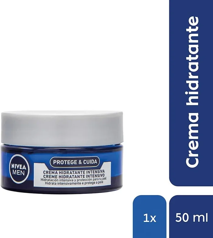 Crema NIVEA MEN Protege & Cuida Crema Hidratante Intensiva (1 x 50 ml). Crema facial hidratante con aloe vera, crema para hombres con la piel muy seca, nutre e hidrata.