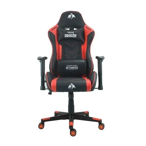 Cromad silla gaming premium – base de 350mm – piston de gas clase 2 – altura regulable – ruedas de nailon de 60mm – color negro/rojo