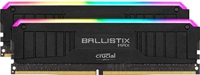 Crucial Ballistix MAX BLM2K16G44C19U4BL RGB, 4400MHz, DDR4, DRAM, Memoria Gamer para Ordenadores de sobremesa, MAX RGB: 32GB (16GBx2) CL19, Negro