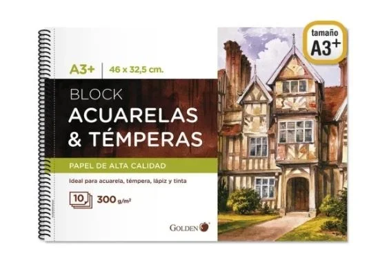 Cuaderno De Dibujo Golden A3+ Acuarelas & Temperas