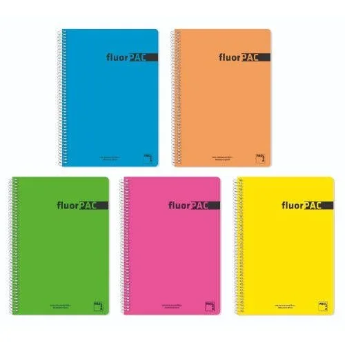 Cuaderno serie fluorpac tapa polipropileno 90 grs. fluor folio 80 hojas cuadrícula 4×4 con margen su