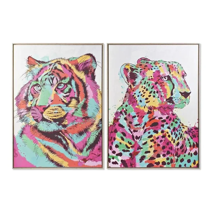 Cuadro dkd home decor 104 x 4,5 x 143,5 cm tigre moderno (2 unidades)