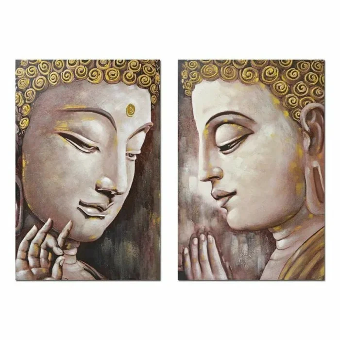 Cuadro dkd home decor buda 80 x 3 x 120 cm oriental (2 unidades)