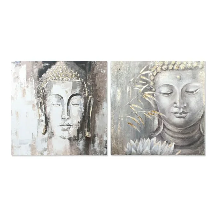Cuadro dkd home decor cu-179192 100 x 3,8 x 100 cm buda oriental (2 unidades)