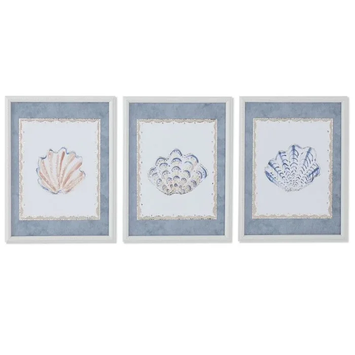 Cuadro home esprit azul crema 30 x 3 x 40 cm (3 unidades)