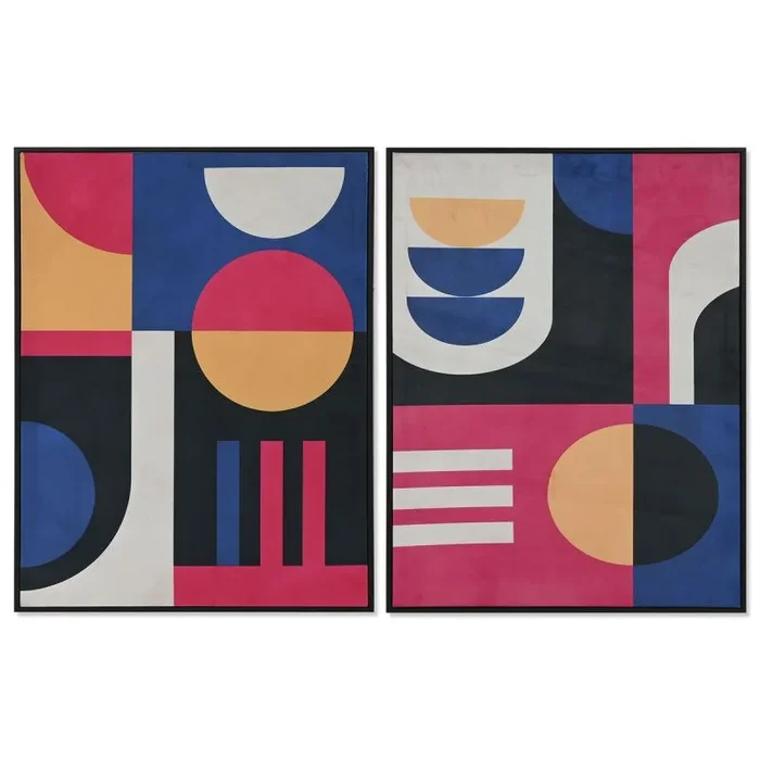 Cuadro home esprit azul negro moderno urbano 63 x 3 x 83 cm (2 unidades)