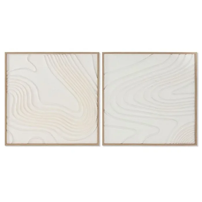 Cuadro home esprit blanco abstracto escandinavo 80 x 4 x 80 cm (2 unidades)