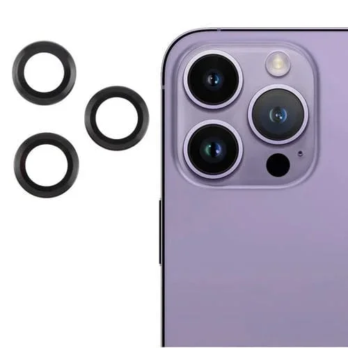 Cubierta de Cámara Trasera + Película de Lente de Vidrio Templado 9H para iPhone 15 Pro Max y 15 Pro (Negro)