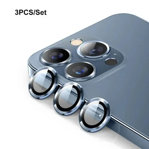 Cubierta de Lente de Cámara para iPhone 13 Pro y 13 Pro Max Enkay Hat-Prince Aleación de Aluminio y Vidrio Templado (Azul)