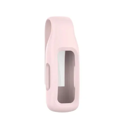 Cubierta de Silicona para Fitbit Inspire 2 + Hoja de Acero Protección (Rosa)