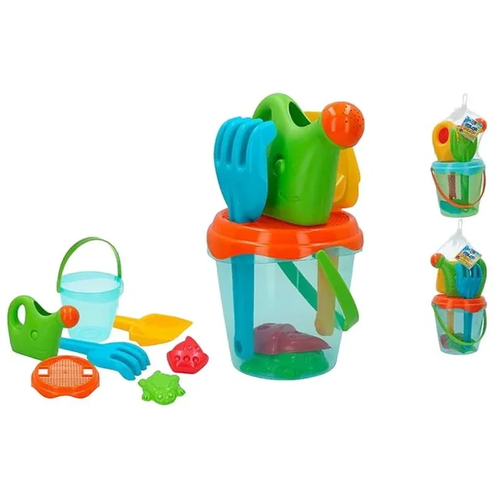 Cubo de playa colorbaby azul naranja 18 cm