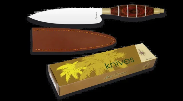 Cuchillo Albainox con Mango Stamina Roja y Hoja de Acero Inoxidable de 11 cm Incluye Funda de piel 17218