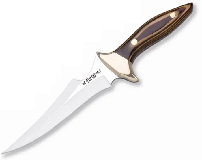 Cuchillo Amazonas 9603 Miguel Nieto de 31,5 cms, con hoja de acero de 18 cms y mango de Madera stamina con funda de piel de primera calidad (marrón)