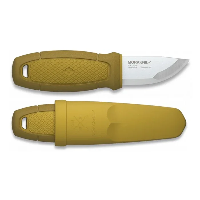 Cuchillo aventura Morakniv Eldris Amarillo, tamaño total 14,3 cm, funda ABS, hoja de 5,9 cm con grosor 2 mm, fabricado en Suecia, 17428-AM