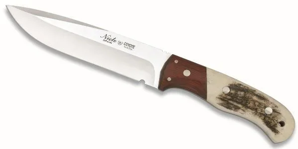 Cuchillo Coyote 2069 Miguel Nieto de 24 cms, con hoja de acero de 11 cms y mango de Cocobolo y asta de ciervo con funda de cuero de primera calidad