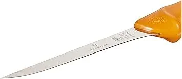 Cuchillo deshuesador Victorinox Swibo, hoja de acero inoxidable de 16 cm con filo sencillo, ideal para cortes precisos, mango ergonómico, color amarillo.