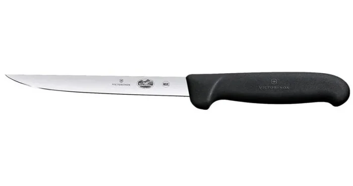 Cuchillo para deshuesar Victorinox Fibrox, hoja recta y estrecha de 12 cm, ideal para carne, acero inoxidable, mango antideslizante ergonómico, negro
