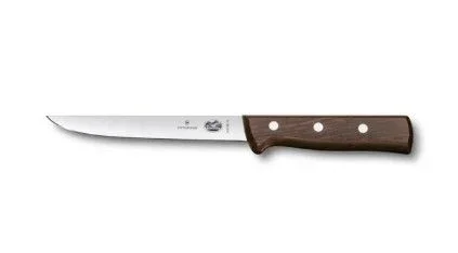 Cuchillo para deshuesar Victorinox, ideal para carne, hoja de 15 cm en acero inoxidable, mango de madera de palisandro pulida, diseño ergonómico, marrón.