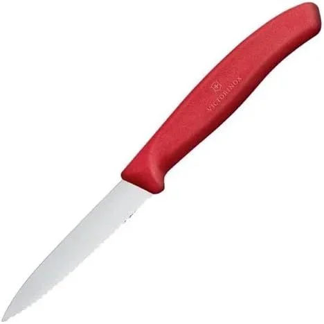 Cuchillo para verdura Victorinox, modelo con corte recto, ideal para frutas y verduras, ultra afilado, mango ergonómico, colores frescos, hecho en Suiza