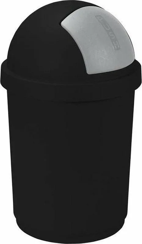 Curver Cubo de Basura Roll-Top 50 l, Color Plateado, Negro/Plata, 35 x 25 x 10 cm