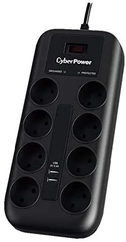 CyberPower P0820SUF0-DE limitador de tensión Negro 8 salidas AC 200 – 250 V 1,8 m