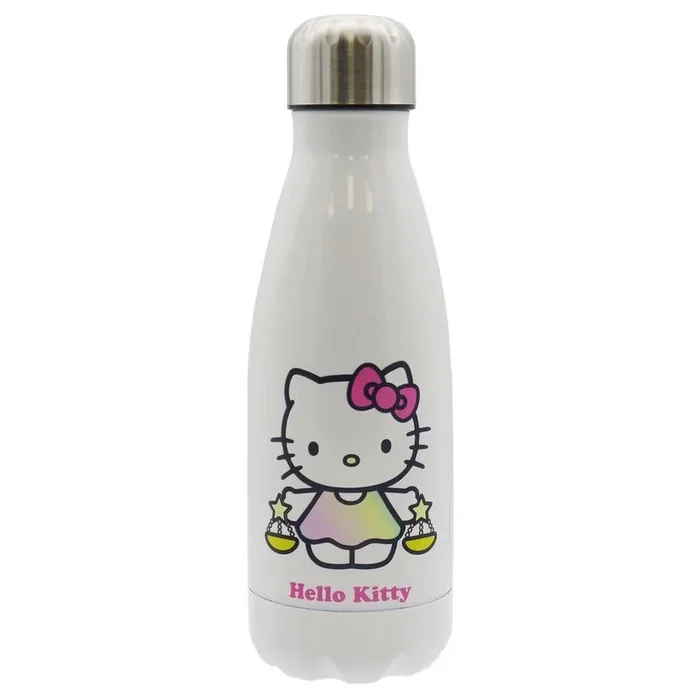 CyP Brands- Hello Kitty, Sanrio, Botella, Botella de Agua, Bidón, Cantimplora, Horóscopo, Libra, 550 ml, Color Blanco, Producto Oficial
