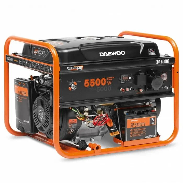 Daewoo GDA 6500E motor-generador 5000 W 30 L Gasolina Naranja, Negro