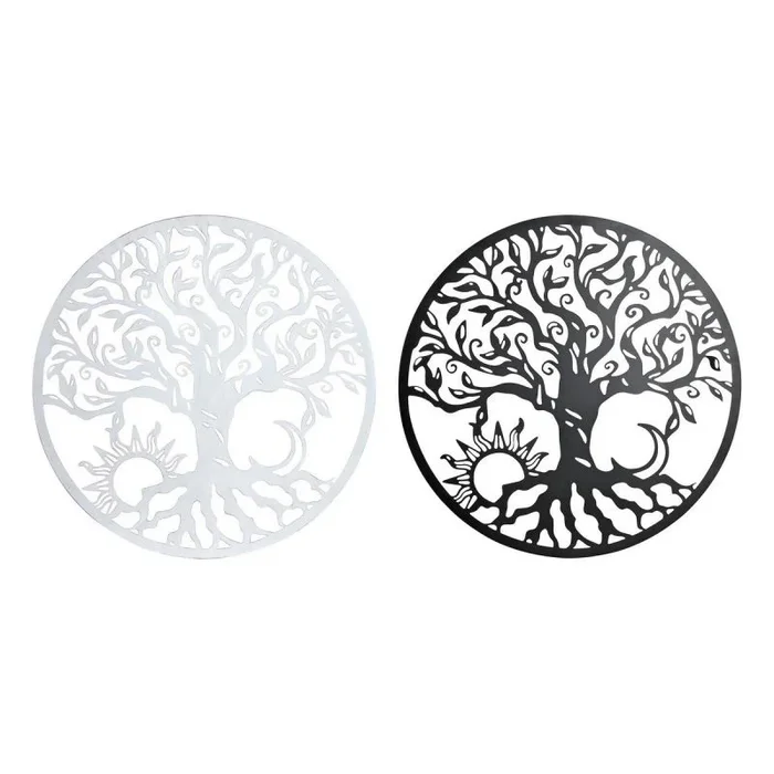Decoración de pared dkd home decor 100 x 1 x 100 cm negro blanco indio (2 unidades)