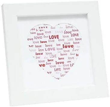 Deknudt S45SK1LOVE_15,0x15,0 – Marco de Fotos (Madera), diseño de corazón, Color Blanco