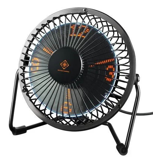 DELTACO Gaming – Ventilador de sobremesa USB con reloj, muestra horas, minutos y segundos