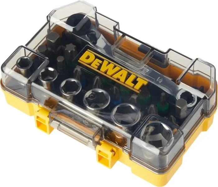 Dewalt DT71516-QZ – Juego de 24 piezas con llaves de vaso y puntas de atornillar, Llaves de vaso hexagonales, Llave de carraca, Portapuntas, Puntas de 25mm