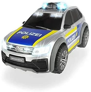Dickie Toys 203714013 Volkswagen Tiguan R-Line, Coche de policía con luz y Sonido, Coche de policía, Incluye Pilas, 25 cm, a Partir de 3 años, Multicolor