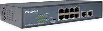 Digitus 8 Port Fast Ethernet PoE Switch, 19 Inch, Unmanaged, 2 Uplinks