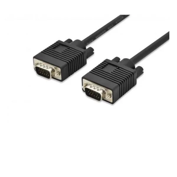 DIGITUS Cable de conexión de Monitor VGA – 1024x768p/60Hz – HD15 – Macho/Macho – 1,8m – 2X Filtro de ferrita – Negro