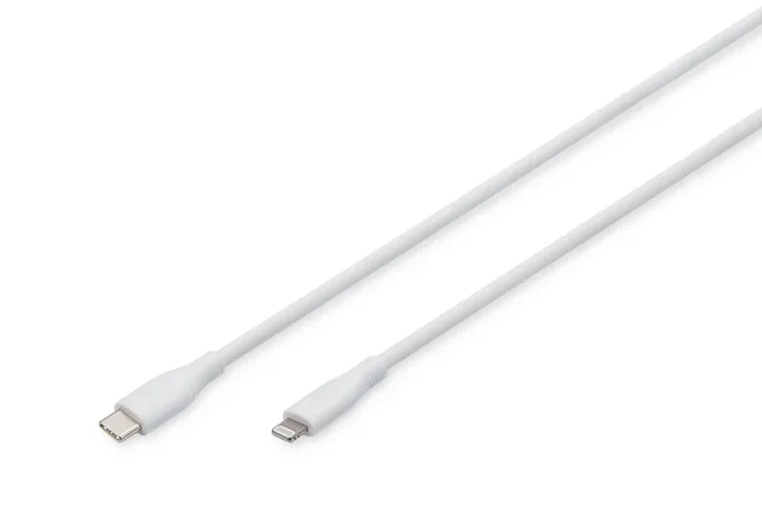 Digitus Cable de conexión Lightning de silicona, USB-C – Lightning, 2 m, blanco