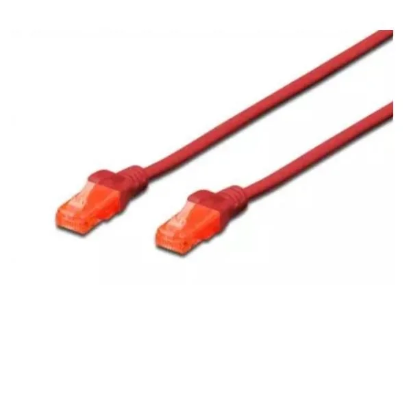 DIGITUS Cable LAN Cat 6 – 5m – Cable de red RJ45 – UTP sin apantallar – Compatible con Cat-6A y Cat-5e – Rojo