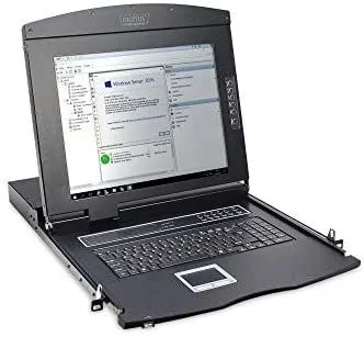 Digitus Consola modular con TFT de 17″ (43,2 cm), KVM de 1 puerto y panel táctil, teclado alemán