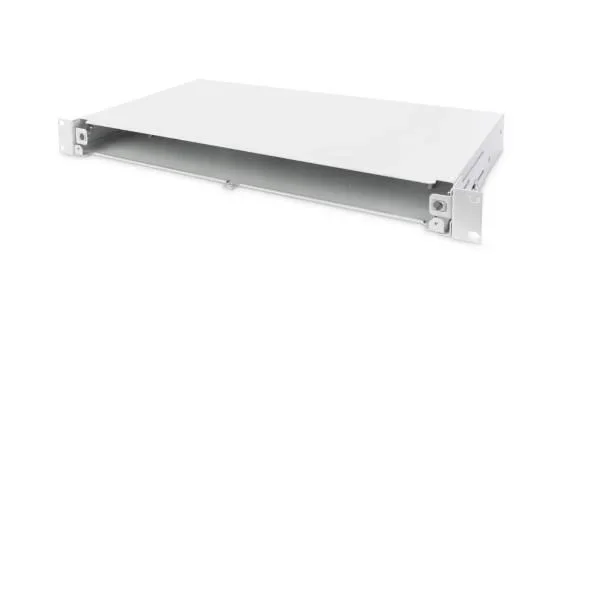 DIGITUS FO Splice Box – Panel de conexión de Fibra óptica – 1U de 19 Pulgadas – Sin Relleno y sin Adornos – Gris