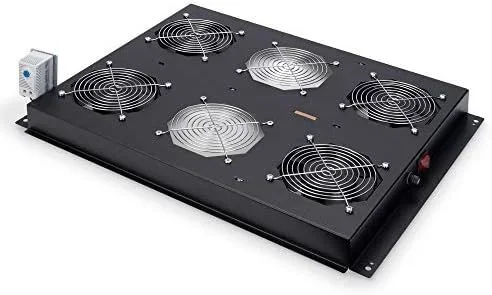 DIGITUS Unidad de ventilador de techo para armario de servidores de la serie Unique, 4x ventilador, termostato, negro (RAL 9005)