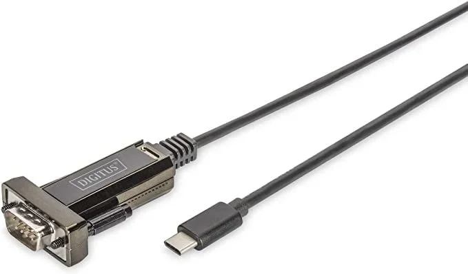 DIGITUS USB a adaptador serie, convertidor RS232, USB 2.0 Tipo-C a DSUB 9M, chipset FTDI FT232RL, cable de conexión de 1 m