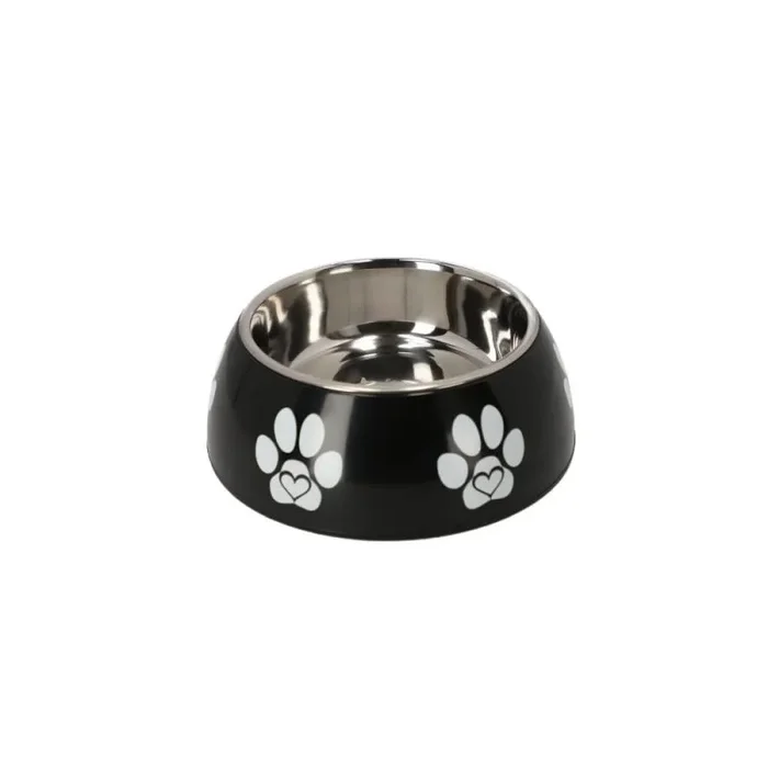 Dingo – Comedero para perros de acero inoxidable, antideslizante, para perros o gatos, Fibi, 0,90 l / # 22 cm, negro
