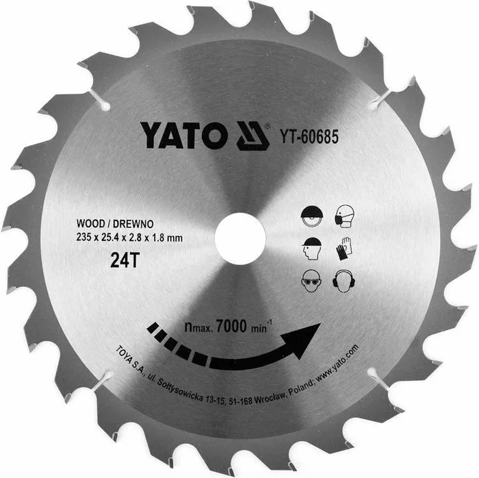 Discos sierra circular madera YATO,24 dientes, profesional- discos para sierra circular, corte madera ingletadora disco sierra madera para sierra circular en Widia diseñada para el corte transversal