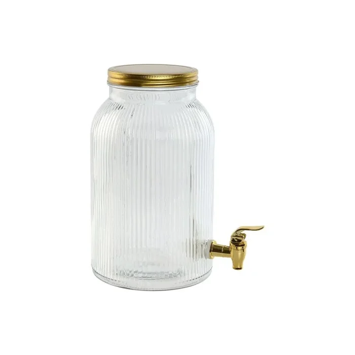 Dispensador de agua home esprit dorado metal cristal 5,5 l 18 x 23,5 x 30 cm